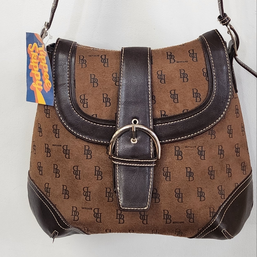 Brentano Moda Italy Medium Brown Purse Satchel Shoulder Bag Handbag .